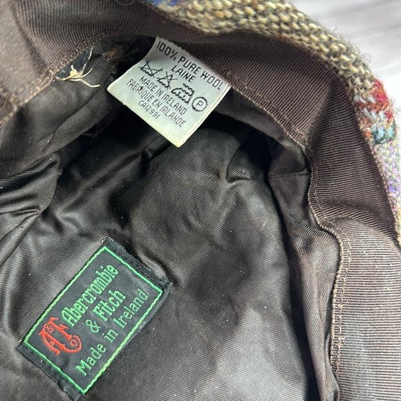 ABERCROMBIE & FITCH patchwork tweed newsboy cap made in Ireland tweed wool - Picture 4 of 6